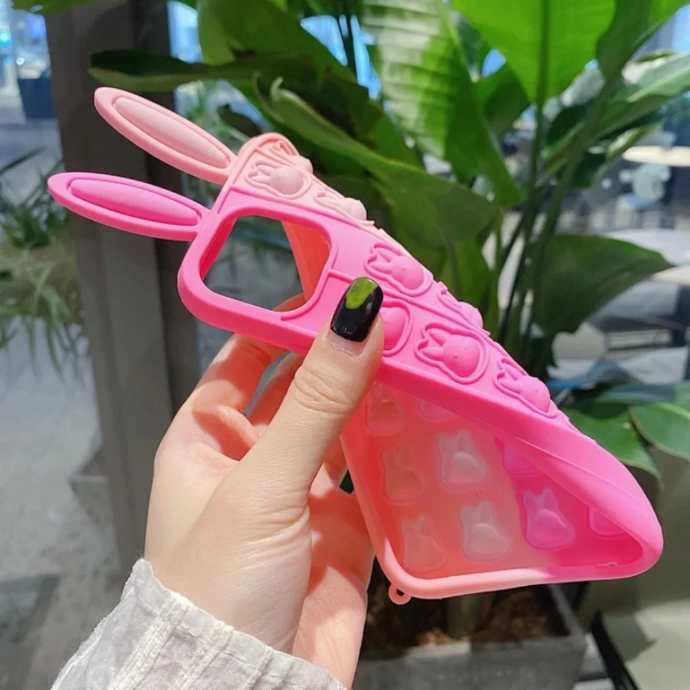 Cute Pink Ombre Bunny Pop-It Phone Case - Women Accessories